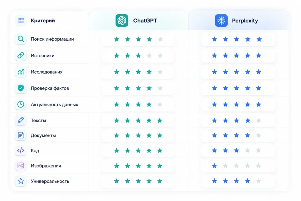 Сравнение ChatGPT и Perplexity