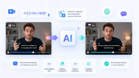 Как перевести видео с английского на русский нейросетью: озвучка, субтитры и lip-sync